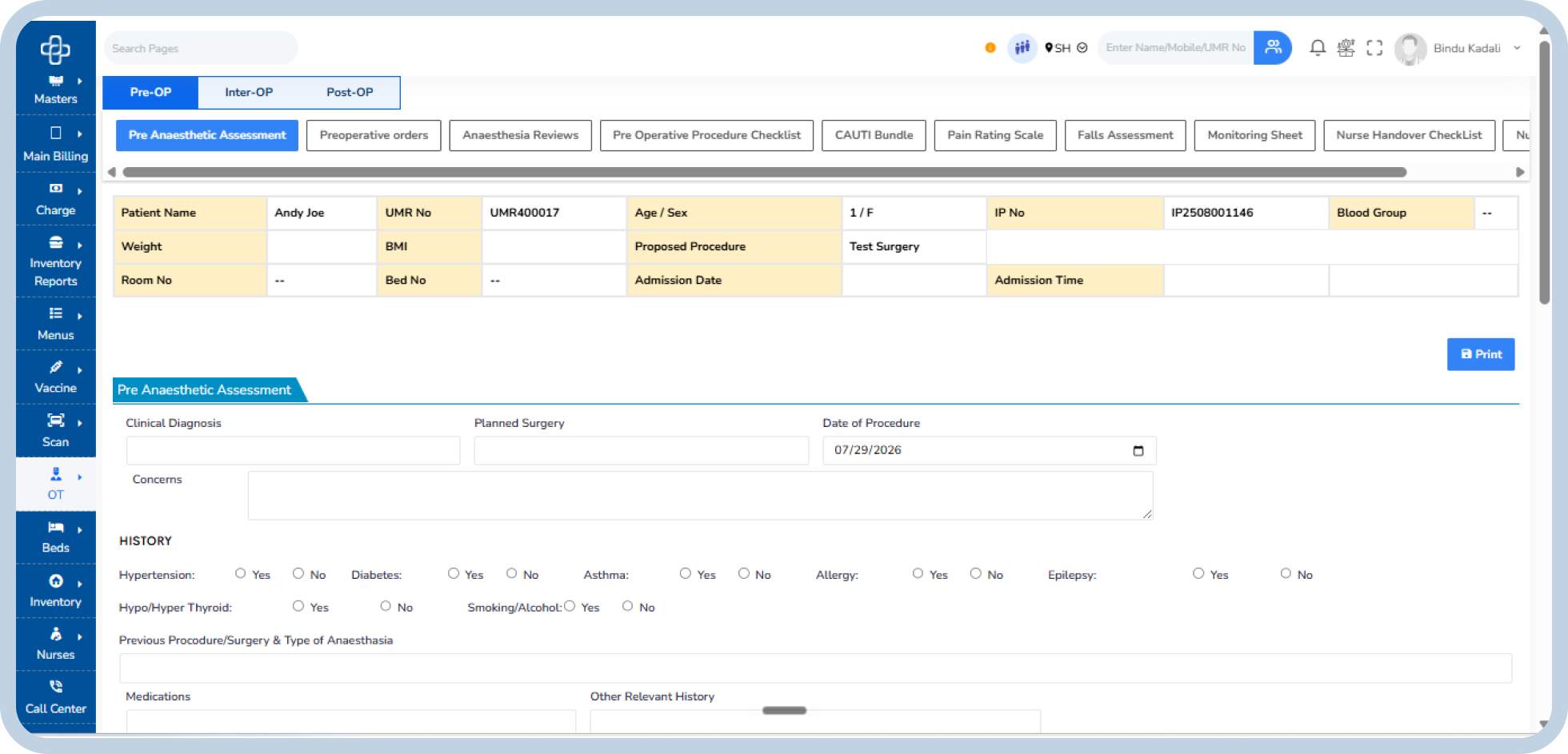 Operation Theatre Management